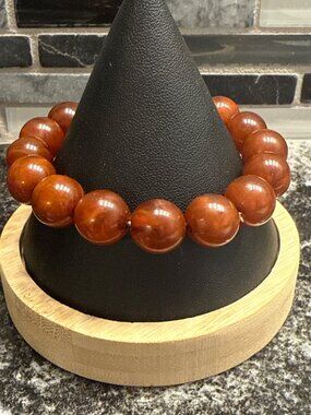 Red Jasper Colored Beaded Stretch Bracelet For Women/Men